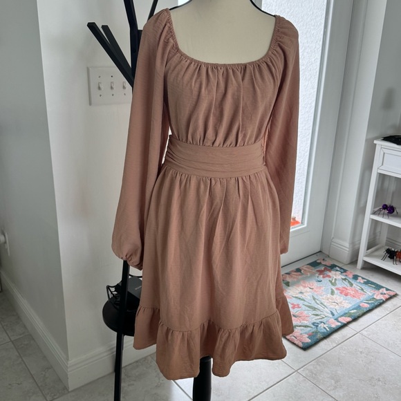 Elegant Tan Women's Dress - Picture 2 of 13